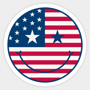 American Flag Retro Cute Smiley Face Sticker